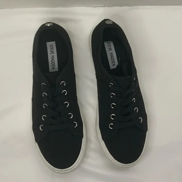 Steve Madden Black Platform Sneakers Shoes - Picture 4 of 12
